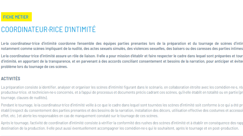 Publication d’une fiche métier Coordinateur.rice d’intimité